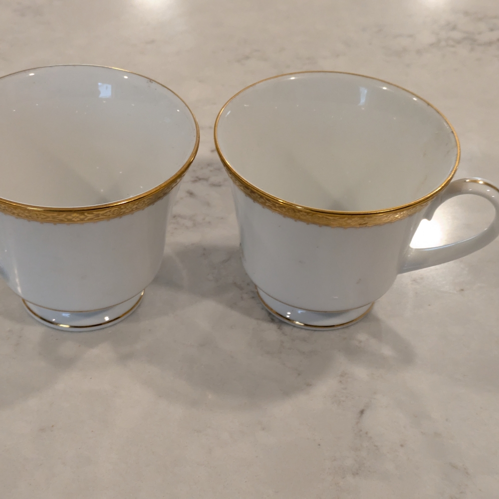 Elegant White and Gold Teacup Set